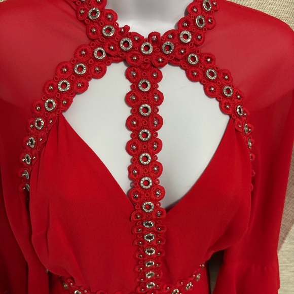 GUESS BY MARCIANO EMBELLISHED CUTOUT MINI DRESS - Picture 13 of 14